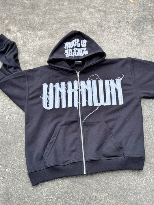 Black Distressed Zip Up