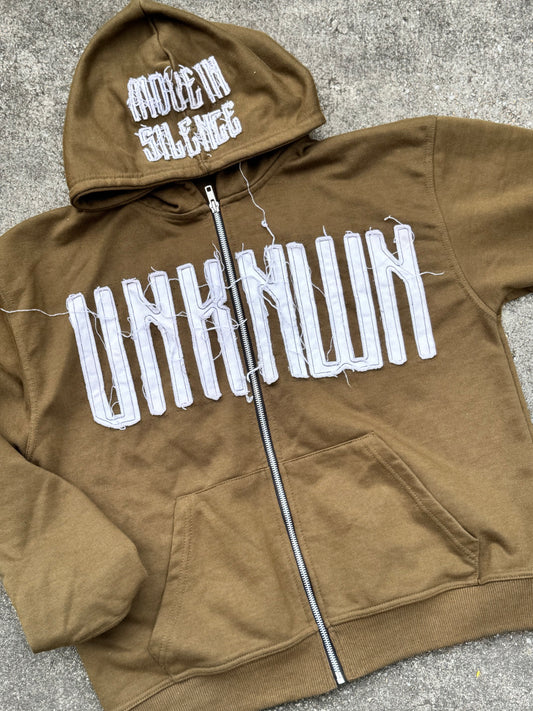Olive Distressed Zip Up