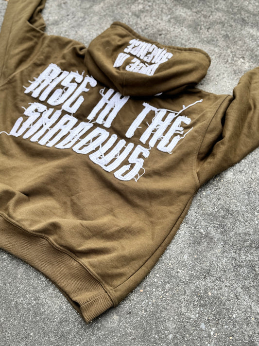 Olive Distressed Zip Up